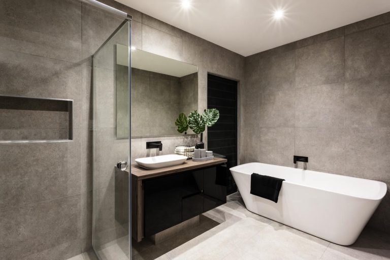 bathroom remodeling white and grey project